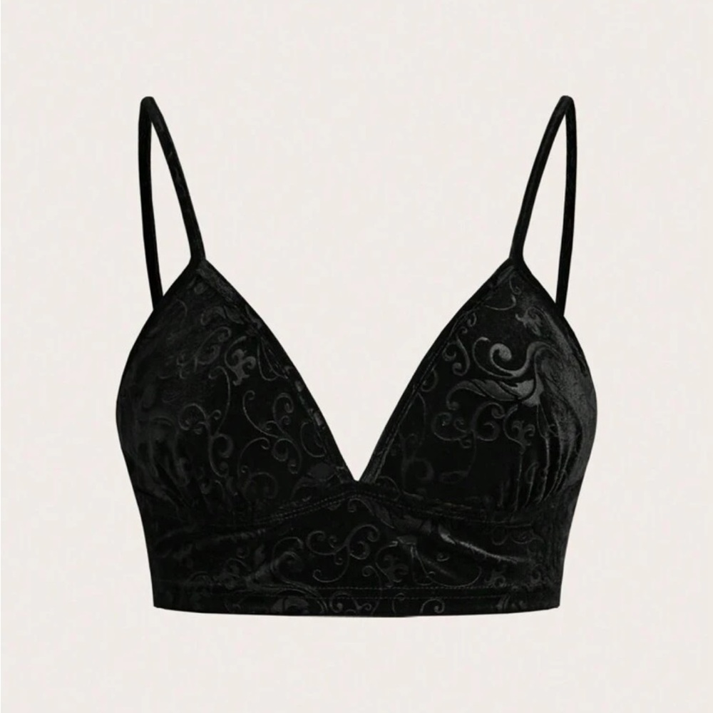 Black Goth Velvet Burnout Cami Bra Top